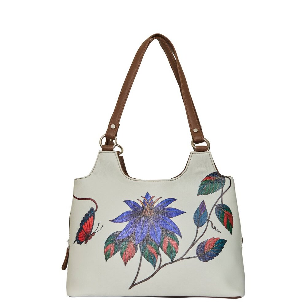 Vegan Leather Printed Shoulder Tote Bag for Women–Top Handle Handbag Daily Use